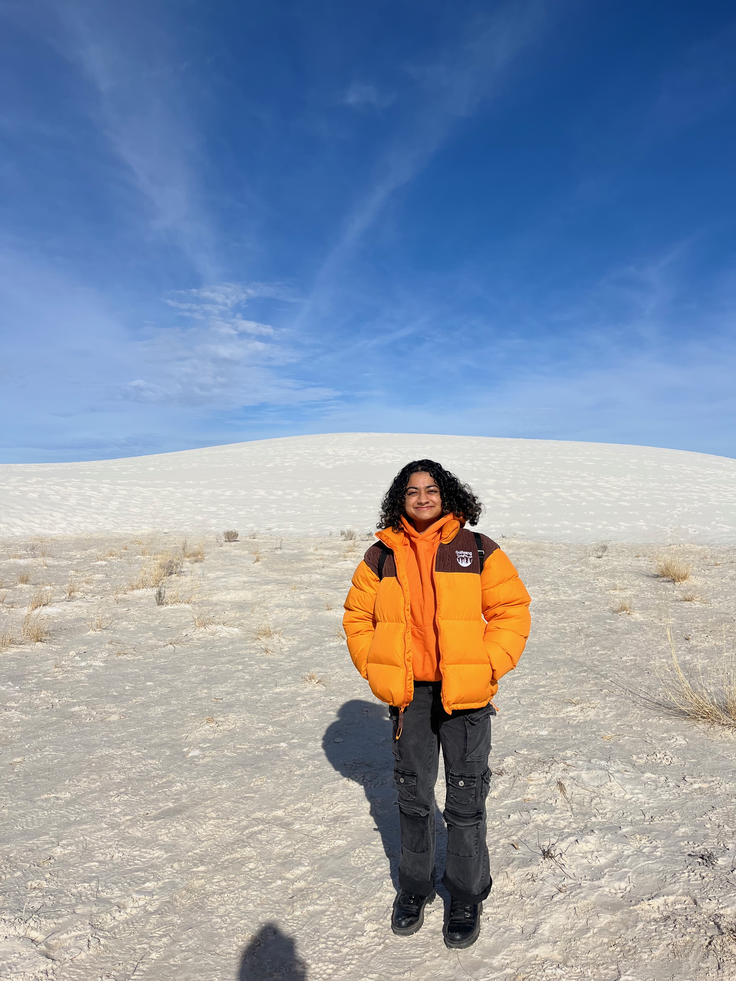 Me in front of the white sand dunes.